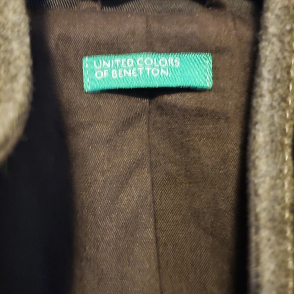 UNITED COLORS OF BENETTON Double Breasted Zip Button Wool Coat US 10 / EU 40 - Picture 5 of 8